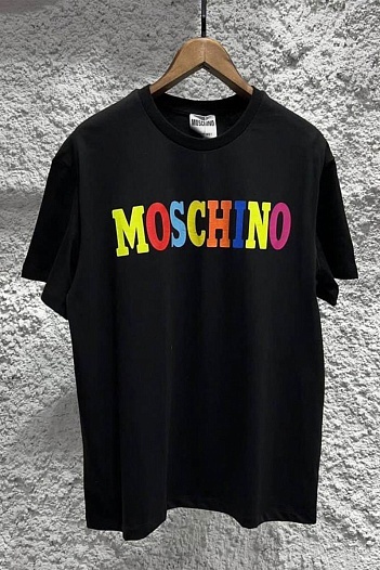 Чёрная оверсайз футболка Moschino colourblocked logo   