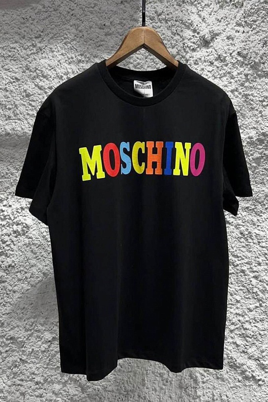 Чёрная оверсайз футболка Moschino colourblocked logo