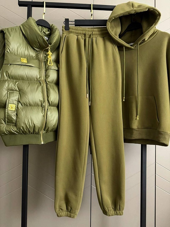 Женский костюм тройка на флисе Schiaparelli Premium - Green