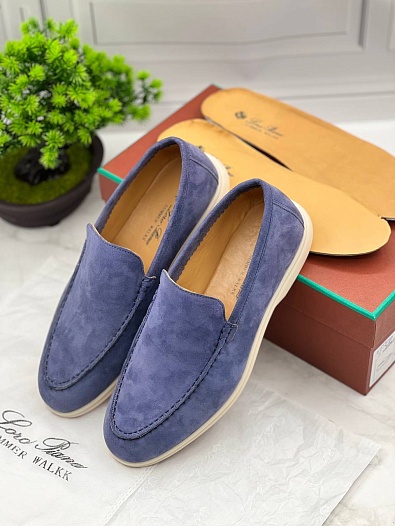 Замшевые лоферы Loro Piana Summer Walk - Blue   