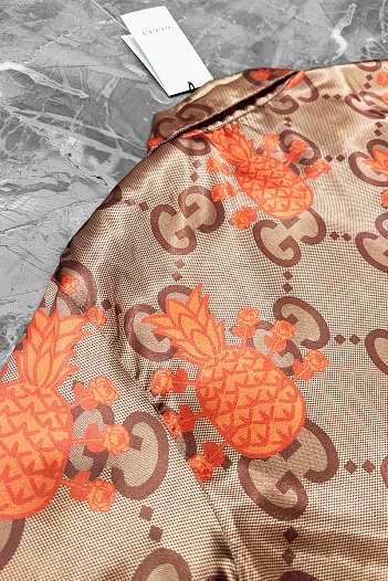 Мужская рубашка Gucci logo all-over - Brown   