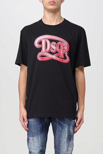 Мужская чёрная футболка Dsquared2 logo-print   