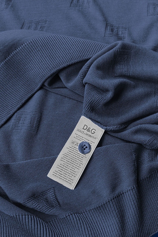 Мужское поло Dolce & Gabbana monogram all-over - Indigo