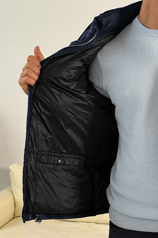 Мужской пуховик Prada logo-plaque - Navy