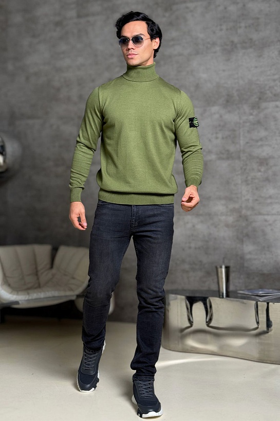 Водолазка зелёного цвета Stone Island compass-patch