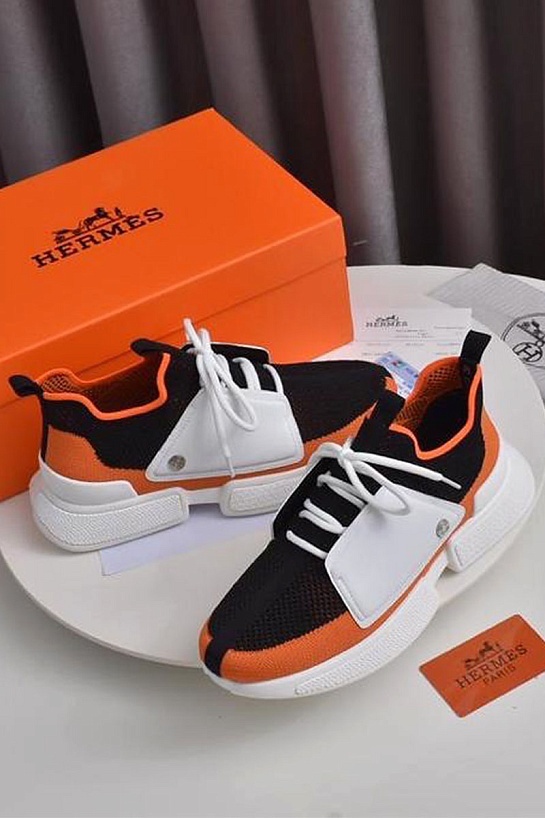 Мужские текстильные кроссовки Hermes Expert - Black / Orange