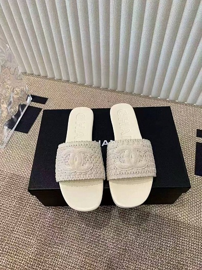 Женские шлёпанцы Chanel Premium - White   