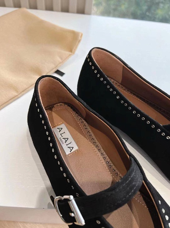 Женские замшевые балетки Alaia Strass Suede premium