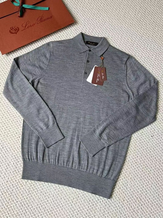 Поло с длинным рукавом Loro Piana Premium - Light Flower Gray