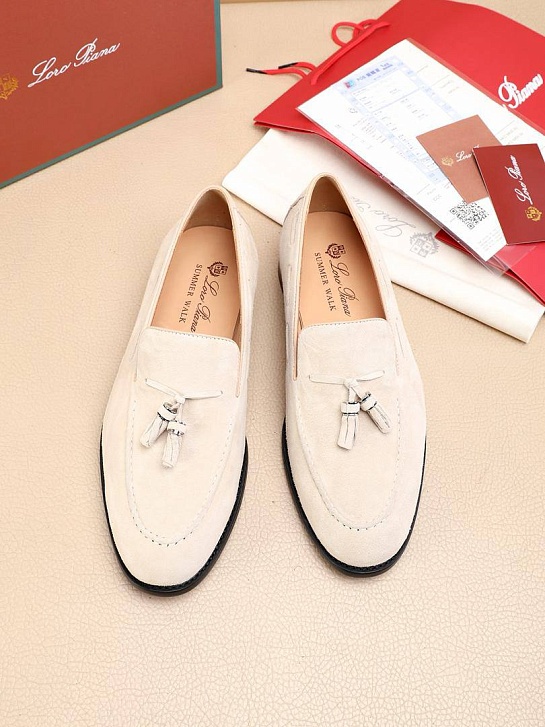 Замшевые лоферы Loro Piana tassel - Beige