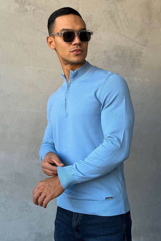 Голубой джемпер Loro Piana Zip Neck