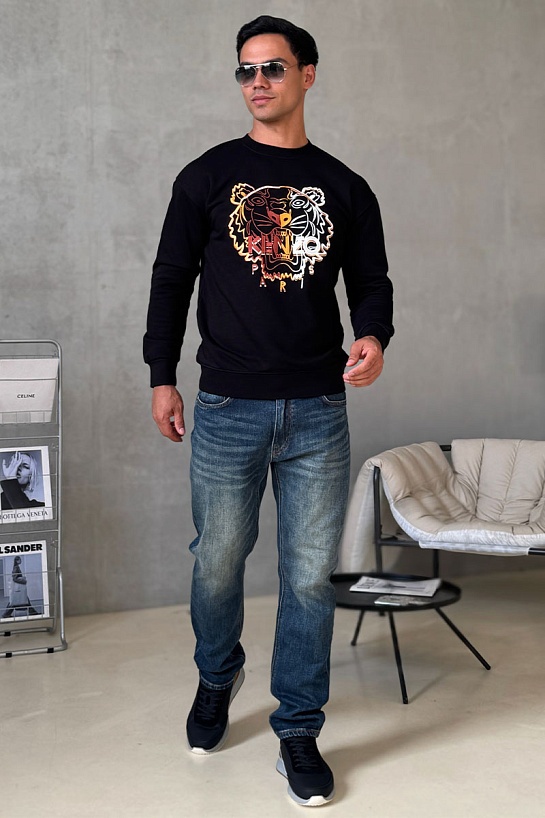 Мужской чёрный свитшот Kenzo Tiger Head embroidered