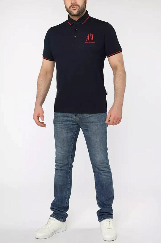 Тёмно-синее поло Armani Exchange embroidered-logo