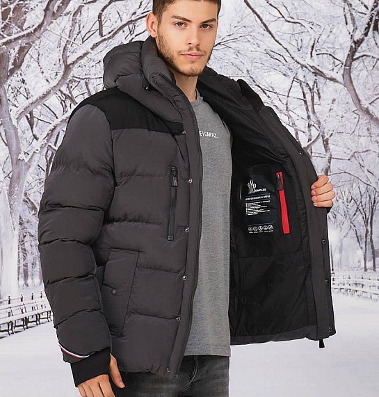Утеплённая тёмно-серая куртка Moncler Grenoble