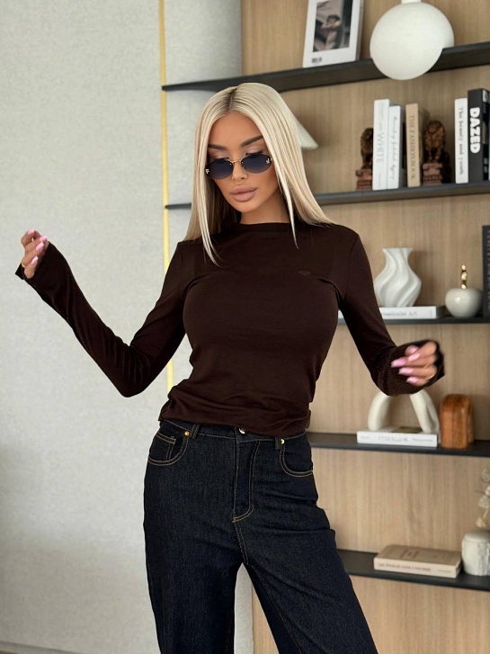 Женский базовый лонгслив Loro Piana Premium - Brown