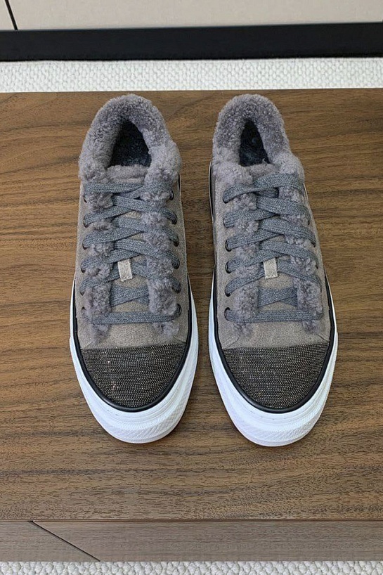 Женские кроссовки с мехом Brunello Cucinelli premium - Grey