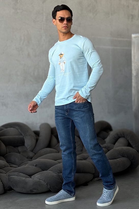 Мужской лонгслив Роlо Ralрh Lаurеn "Bear" - Blue