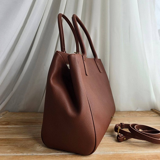 Кожаная сумка Tote 37x29 см - Brown   
