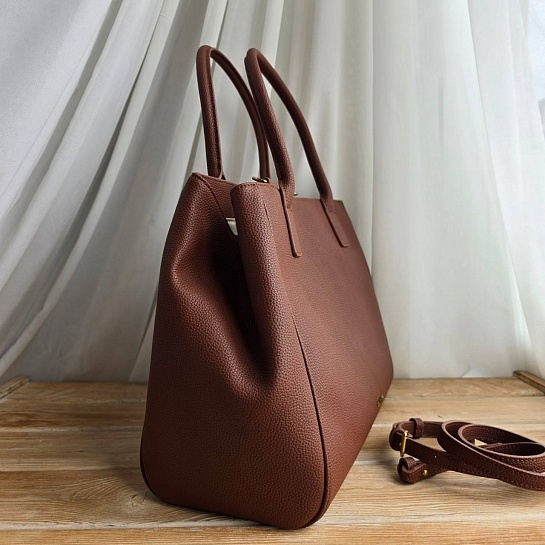 Кожаная сумка Tote 37x29 см - Brown