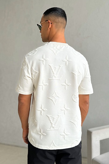 Оверсайз футболка Louis Vuitton Embossed Monogram - Beige   