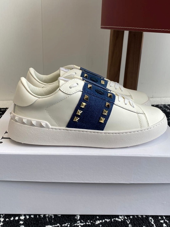 Женские кожаные кроссовки Valentino Premium - Navy