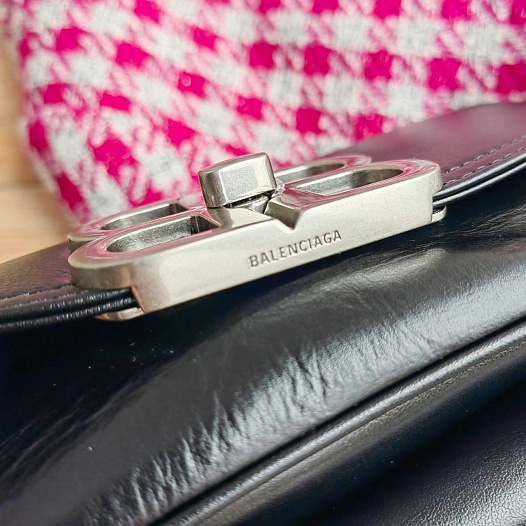 Кожаная сумка Balenciaga Bb Soft Flap 23x12 см - Black / Silver   