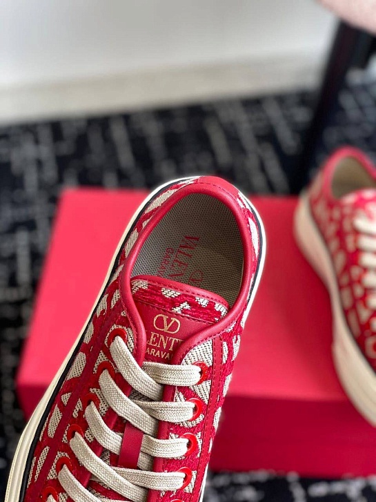 Женские кеды Valentino Toile Iconographe premium - Red