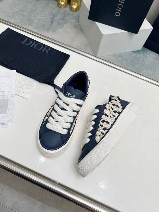 Женские комбинированные кроссовки Dior синего цвета