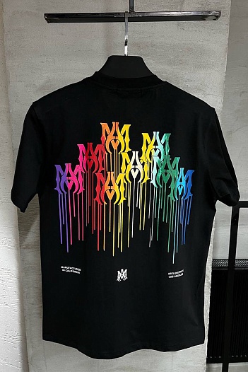 Футболка чёрного цвета Amiri Paint Drip logo-print   