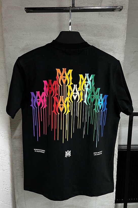 Футболка чёрного цвета Amiri Paint Drip logo-print