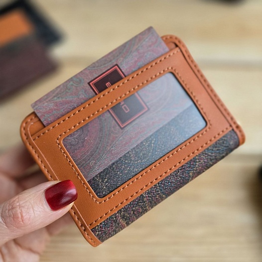 Кожаный кошелёк Etro с узором пейсли 11x8 см   