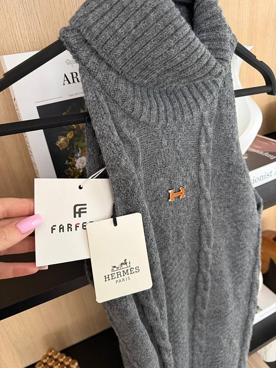 Женское вязаное платье Hermes Premium - Grey