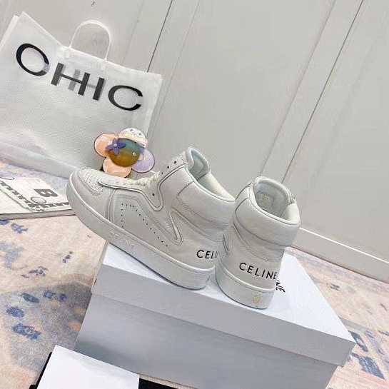 Женские кожаные кроссовки Celine белого цвета