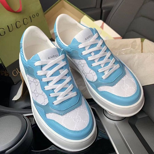 Женские кроссовки Gucci GG Chunky B Premium - White \ Blue   