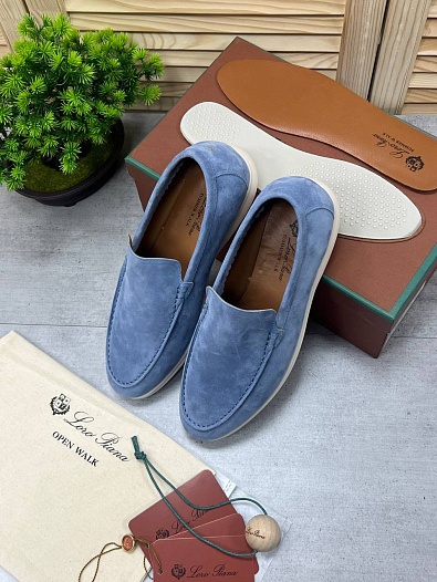 Замшевые лоферы Loro Piana Summer Walk - Blue   