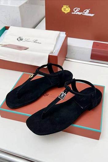 Женские замшевые сандалии Loro Piana Premium - Black   