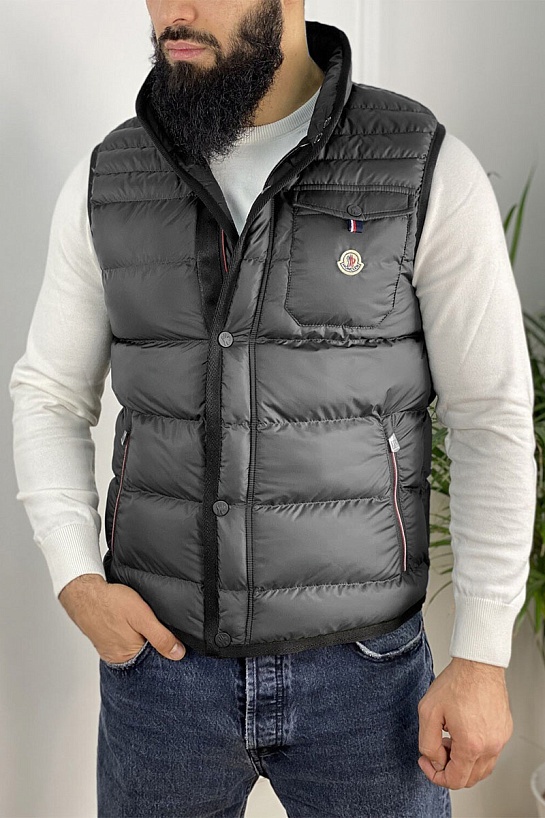 Мужской жилет серого цвета Moncler logo-patch