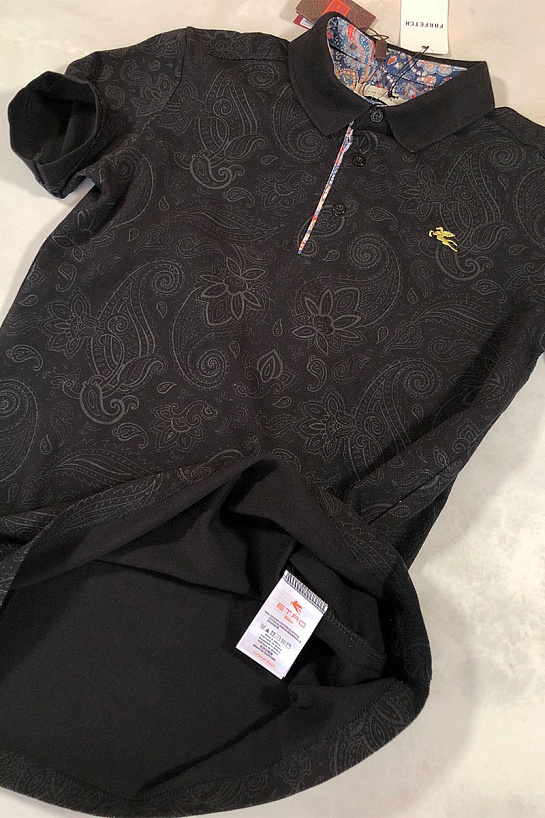 Чёрное мужское поло Etro embroidered-logo