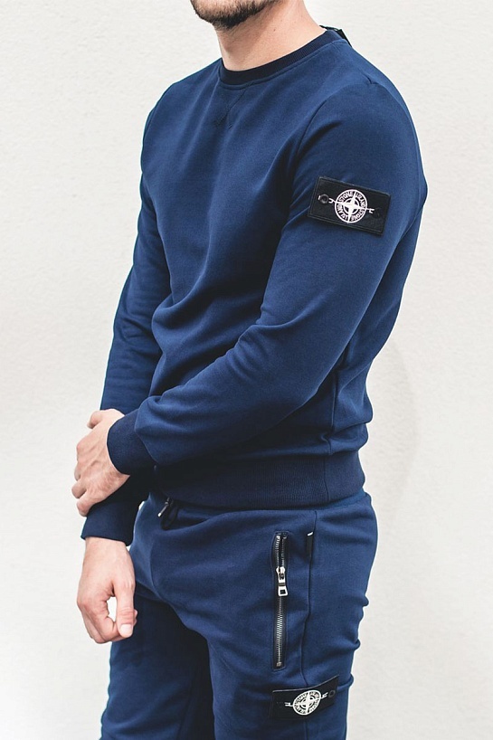 Мужской тёмно-синий свитшот Stone Island compass-patch