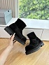 Женские замшевые ботинки с мехом Balenciaga Alaska Fur High Boot Premium - Black