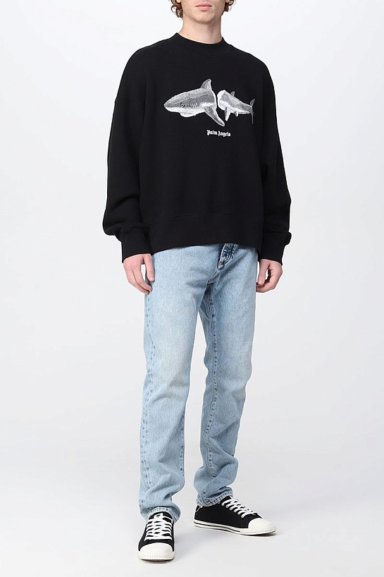 Чёрный оверсайз свитшот Palm Angels Shark