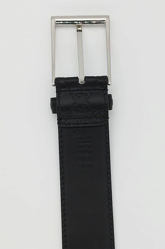 Кожаный тёмно-синий ремень Gucci (ширина 3.8 см, длина 110 / 115 см)