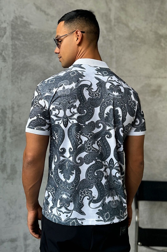 Мужское поло Etro "Floral" - White / Grey