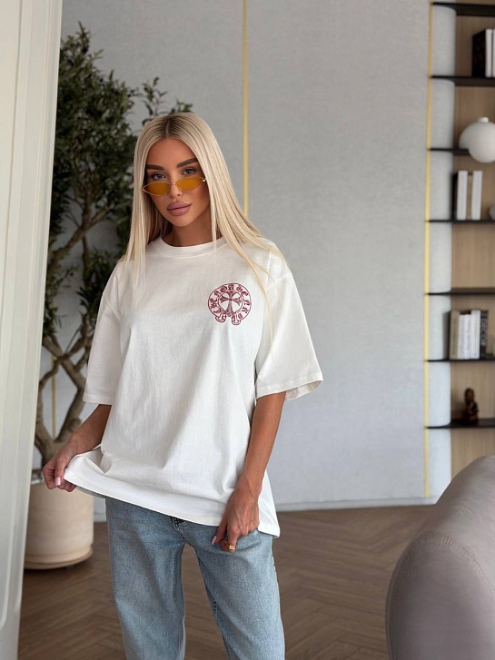 Женская оверсайз футболка Chrome Hearts premium