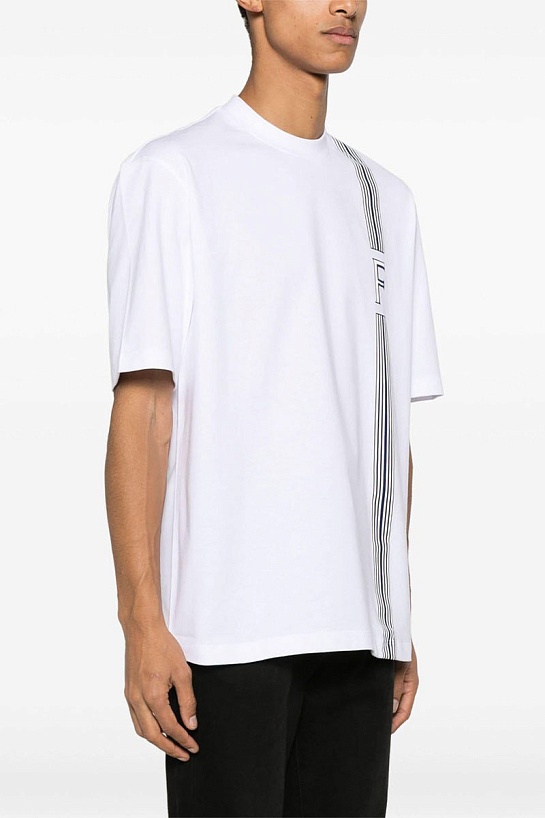 Мужская белая футболка Ferragamo college stripes