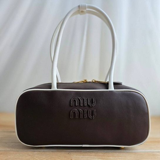 Кожаная сумка тоут MIU MIU Beau 29x14 см - Brown