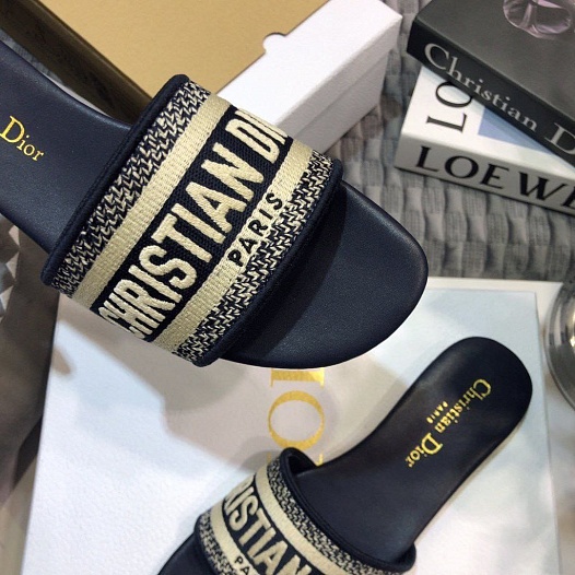 Женские кожаные шлёпанцы Dior Premium   