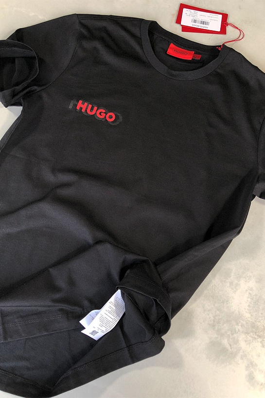 Мужская чёрная футболка Hugo Boss logo print