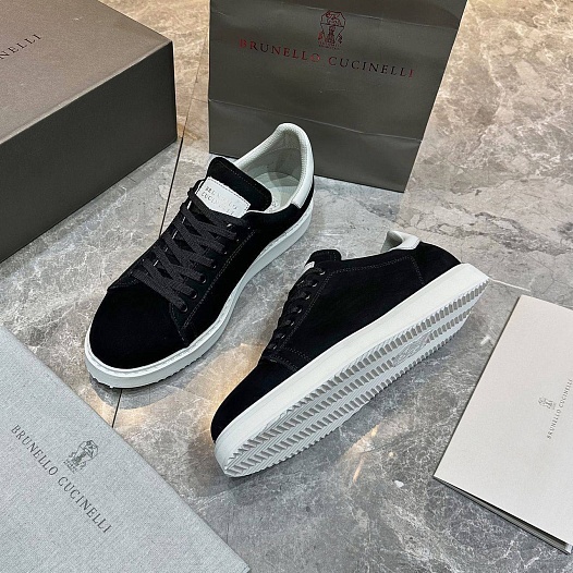 Мужские кроссовки Brunello Cucinelli nubuck calfskin - Black   