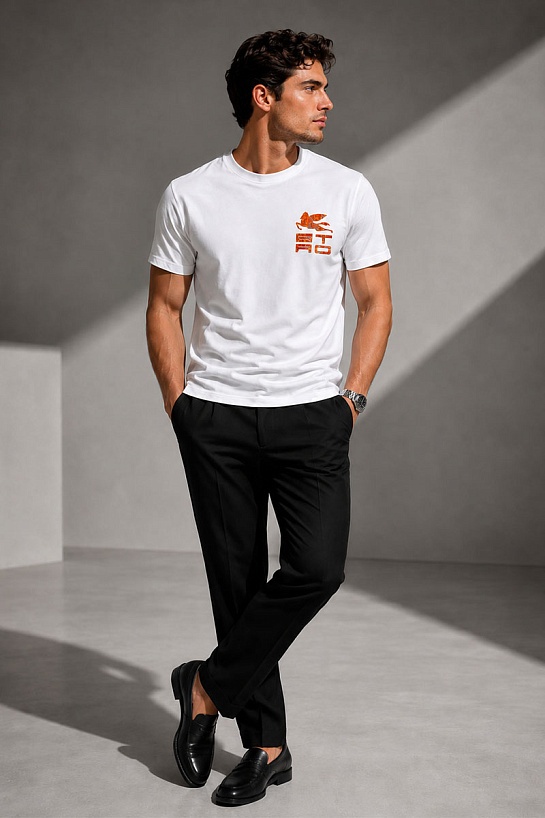 Мужская белая футболка Etro Pegasus logo